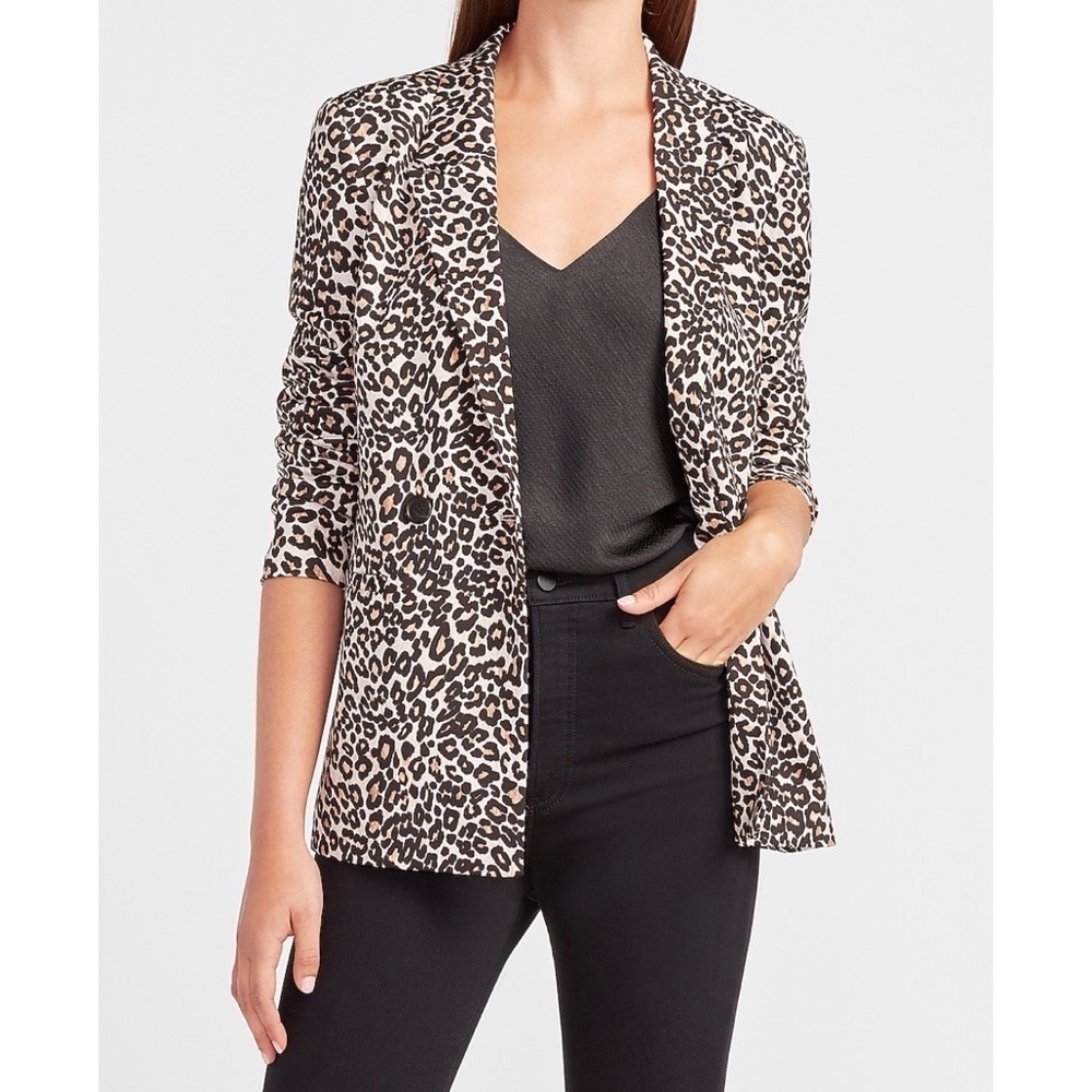 Express Leopard Boyfriend Blazer NWT Small - Picture 1 of 8